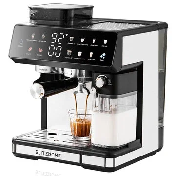 [EU Direct] BlitzHome® CM5710 All-in-One Espresso Coffee Machine with Built-in Grinder Dual Boiler, Automatic Milk Frother Hot & Cold Brew Touch Screen