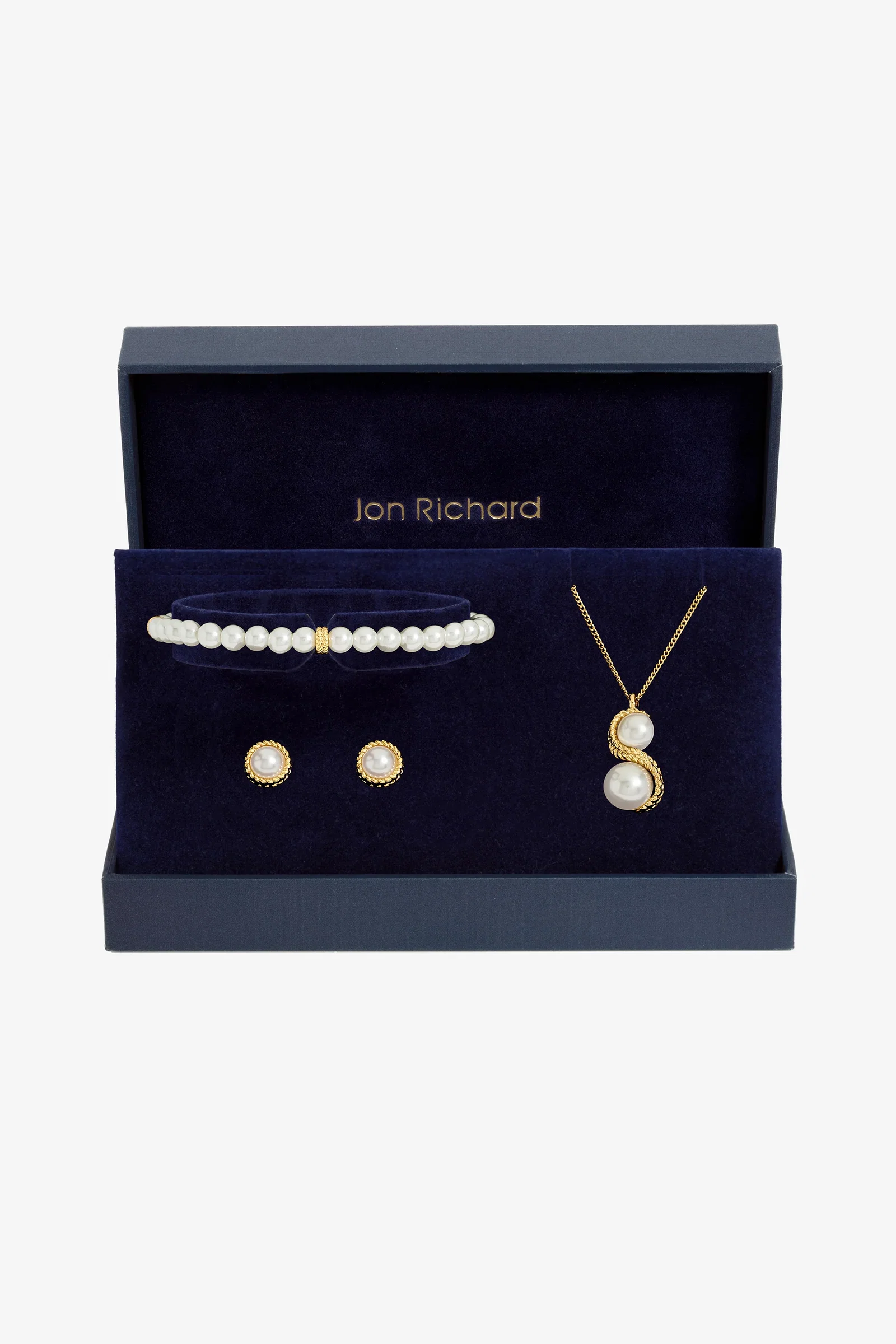 Image of Jon Richard Gold Plated Pearl And Infinity Trio Set - Gift Box