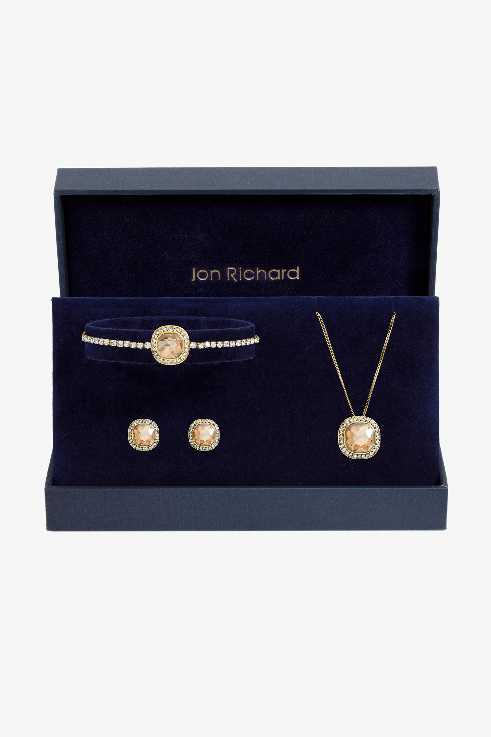 Image of Jon Richard Gold Plated Crystal Champagne Trio Set - Gift Box