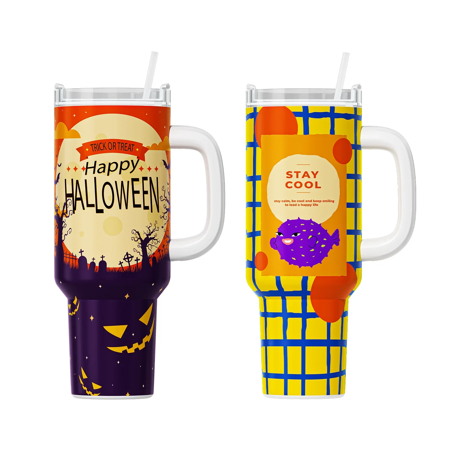 2 Pack 40oz Sublimation Tumbler Blanks With Handle, Suitable For A200H