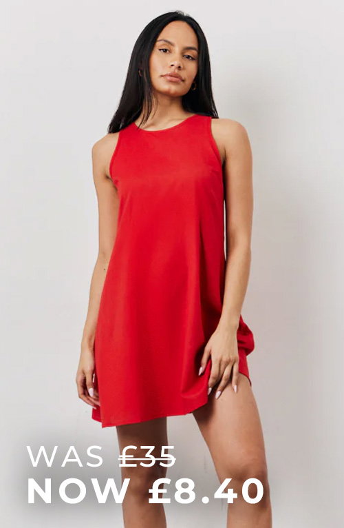 Red Linen A-Line Mini Dress