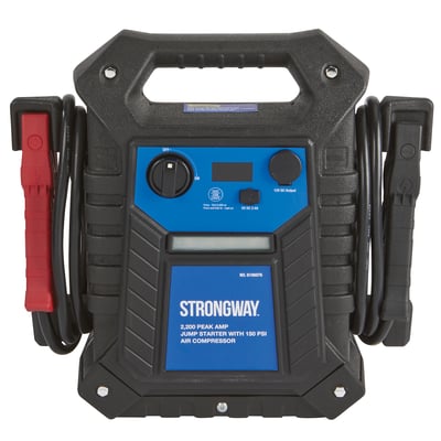 Strongway 12V Lead-Acid Jump Starter and Power Pack with 150 PSI Air Compressor, 2200 Amps