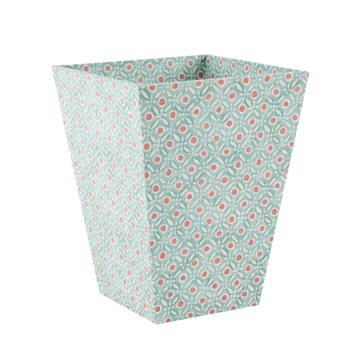 Image of Waste Bin Batik Dots Coral/Aqua