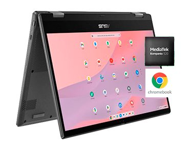 Convertible 2 en 1 Asus Chromebook CM14 Flip CL1402FM2A-EC0192, MediaTek Kompanio 520, 8GB RAM, 128GB eMMC, ARM Mali-G52 MC2, ChromeOS, 14