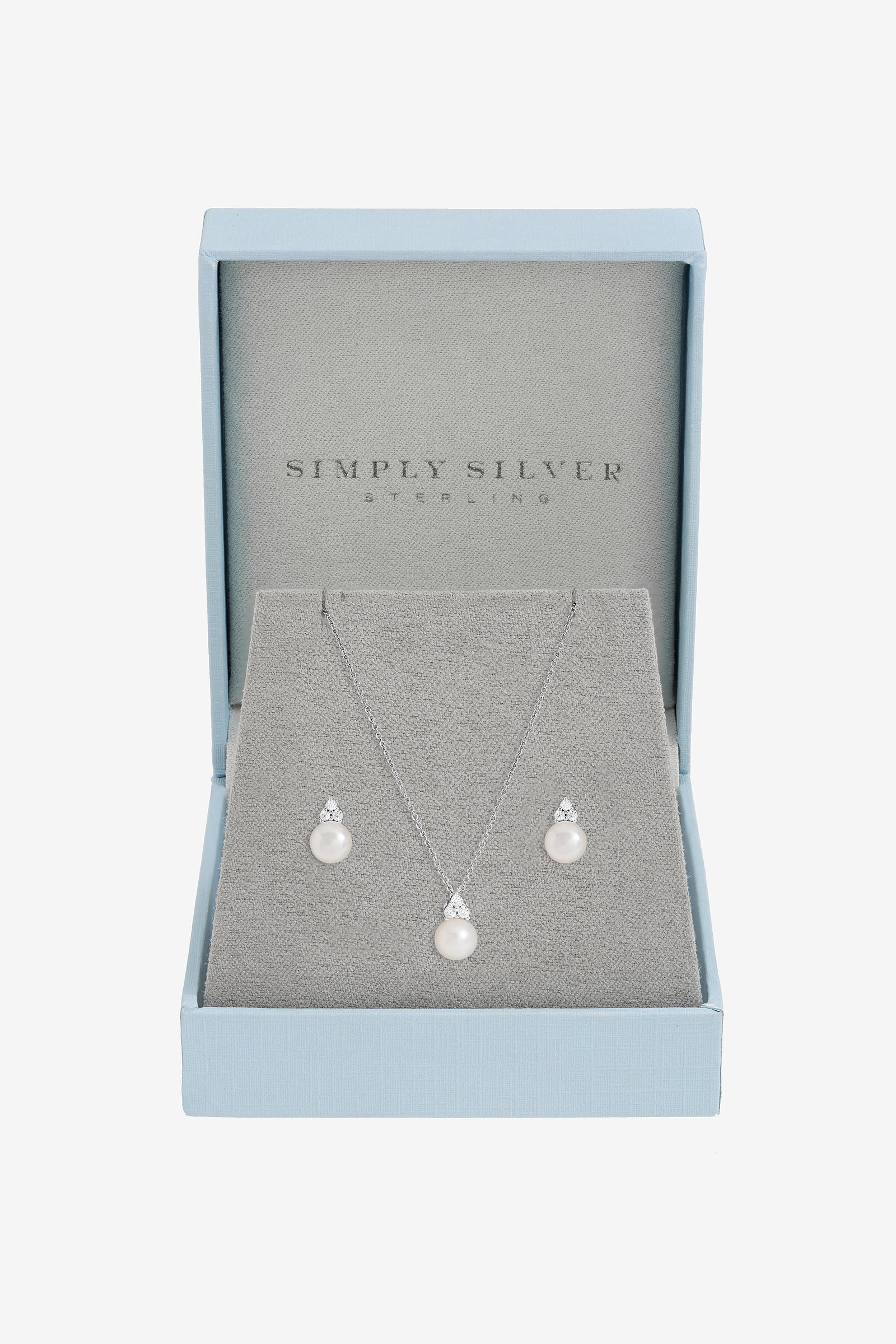 Image of Simply Silver 925 Sterling Silver Freshwater Pearl Set - Gift Box