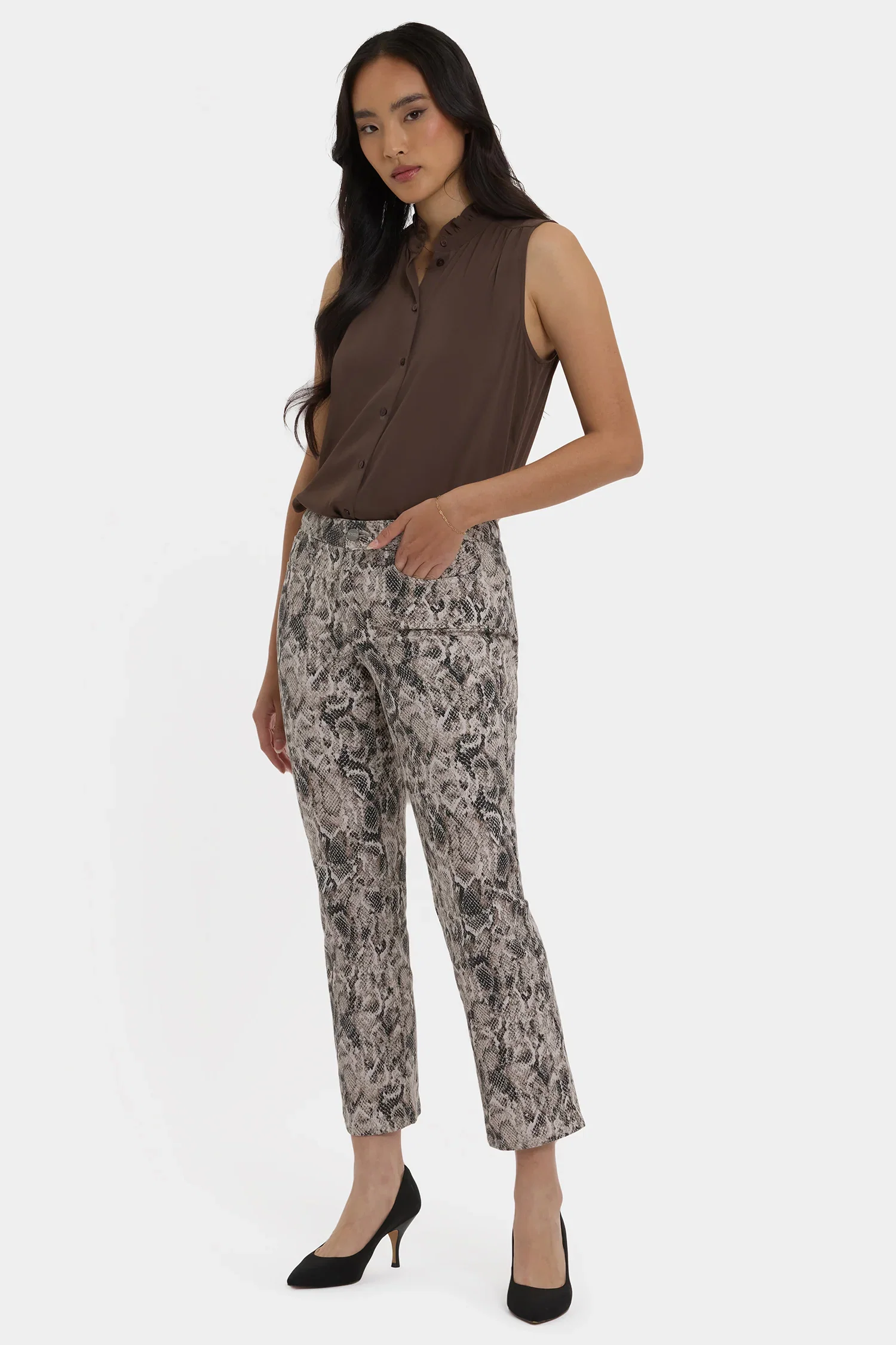 Image of Marilyn Straight Ankle Jeans - Desert Python