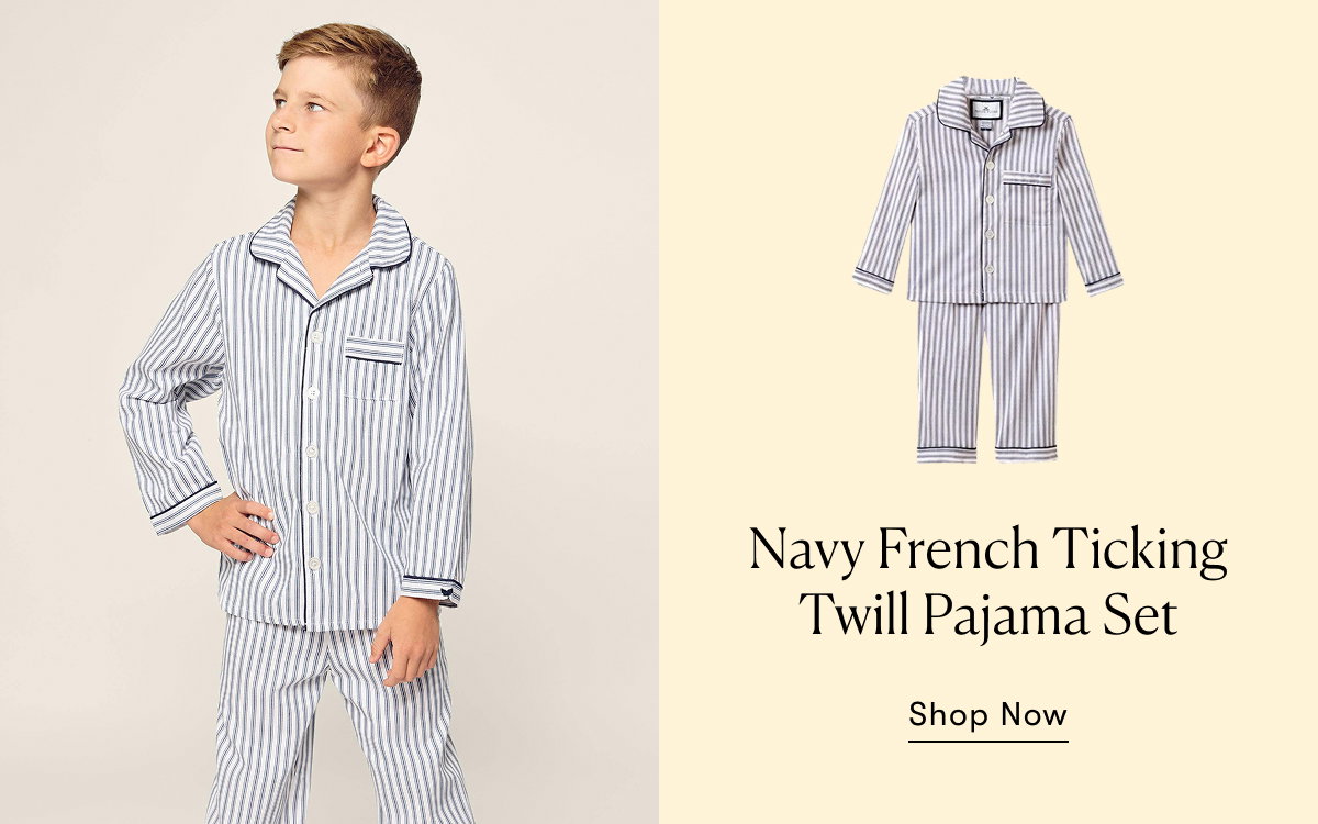 Navy French Ticking Twill Pajama Set