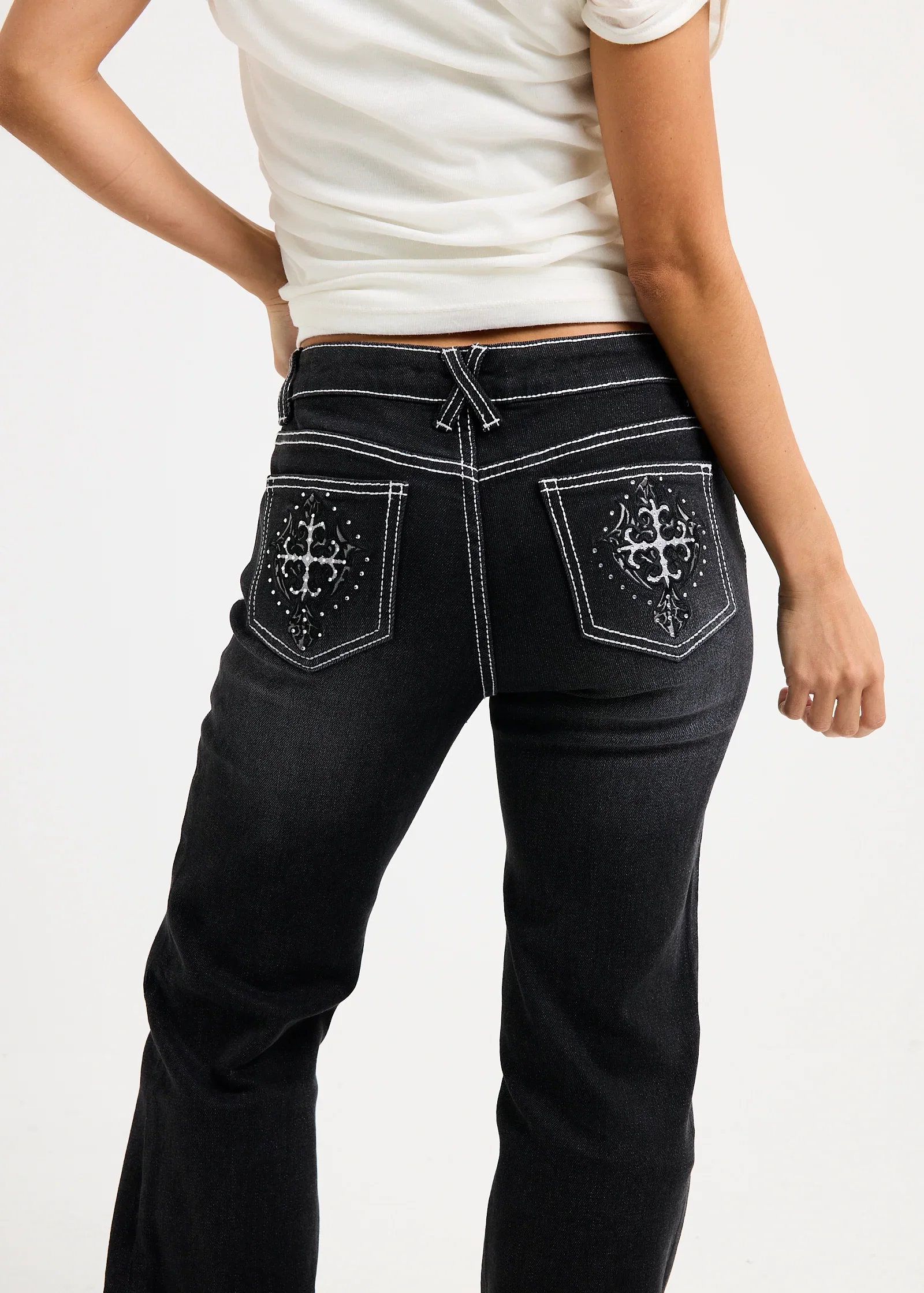 Image of Melrose Y2K Low Flare Denim Jeans