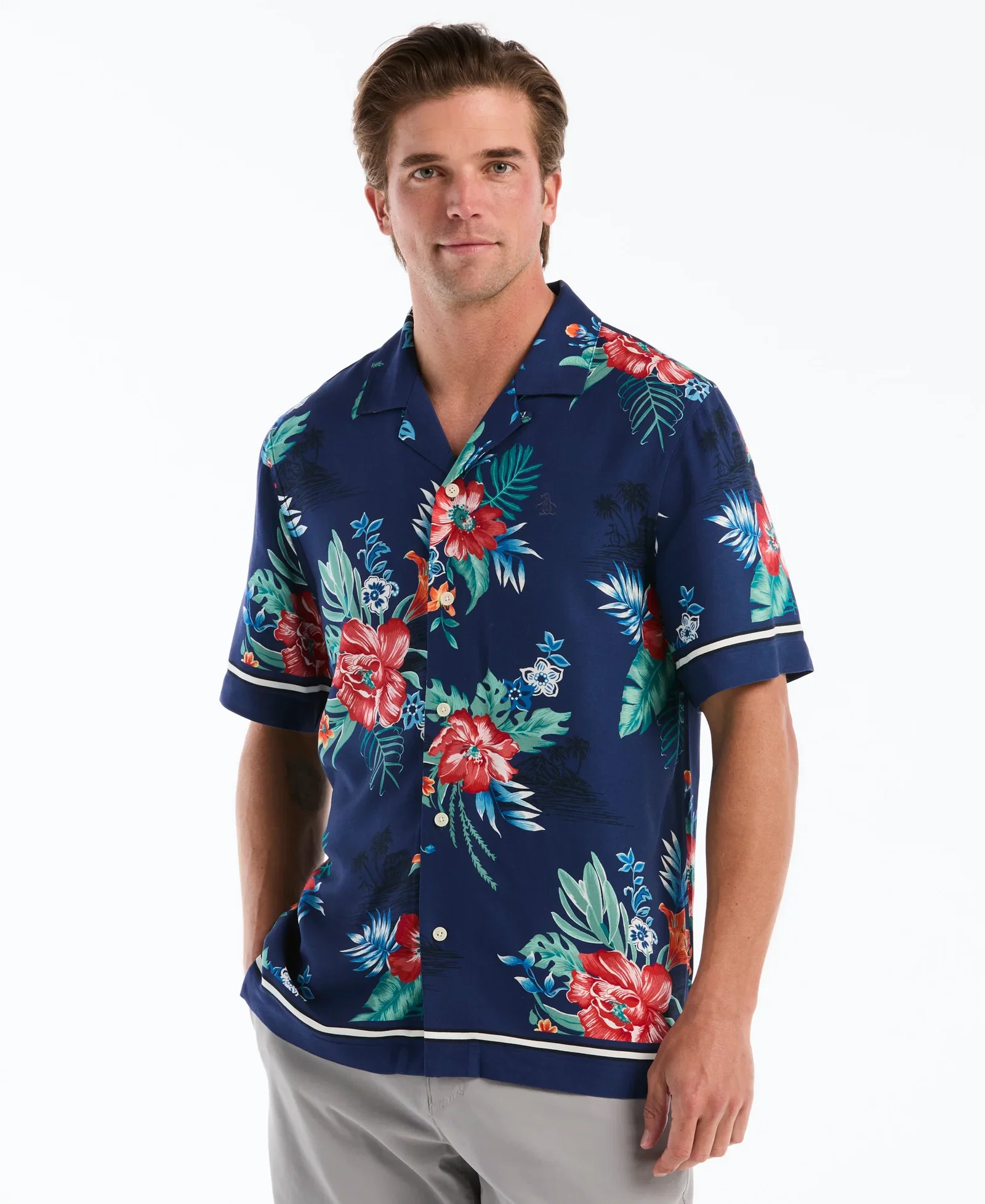 Hawaiian Print Button-Up Camp Shirt Hawaiian Print Button-Up Camp Shirt