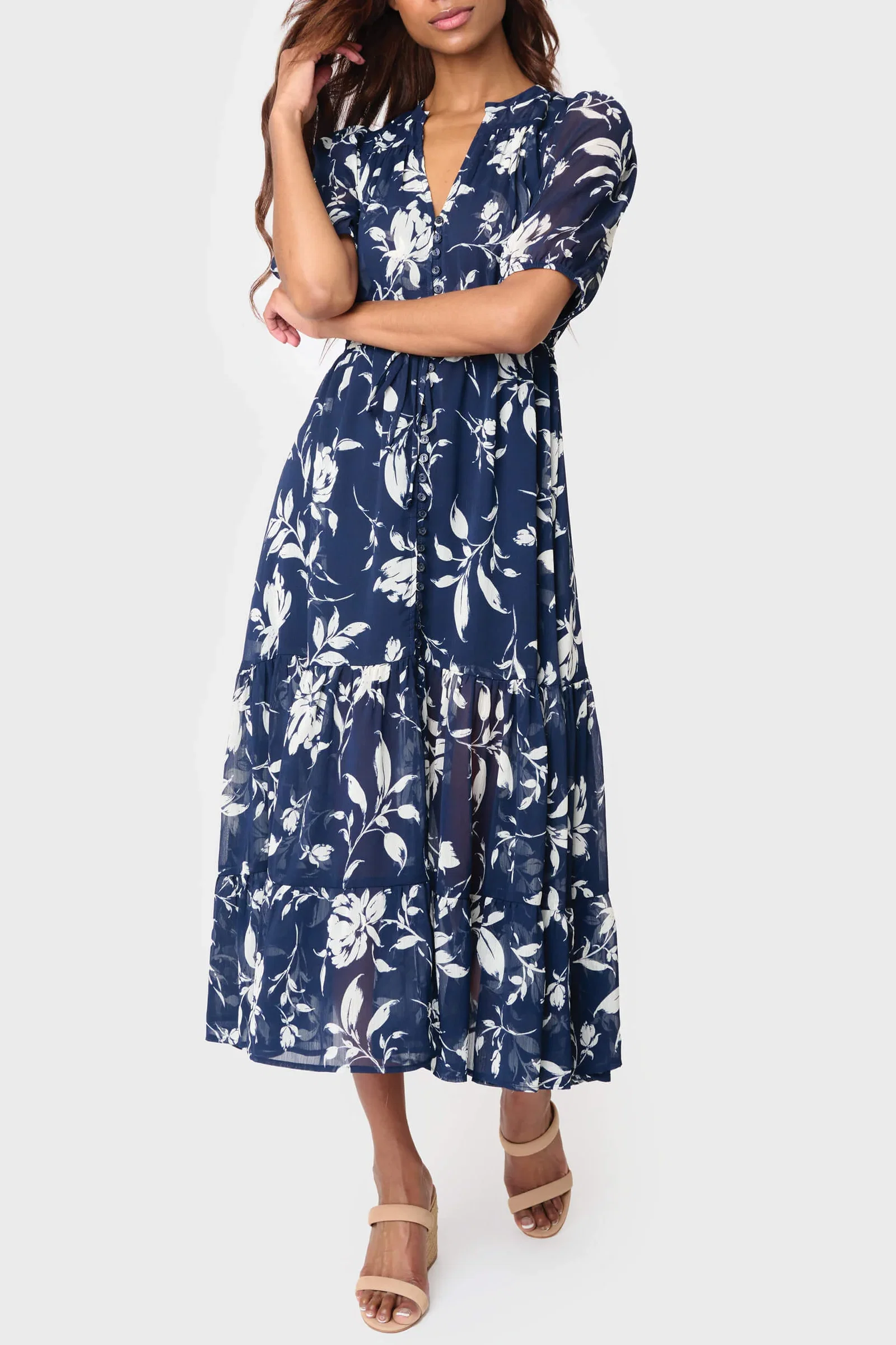 Image of Kira Drawstring Midi Dress