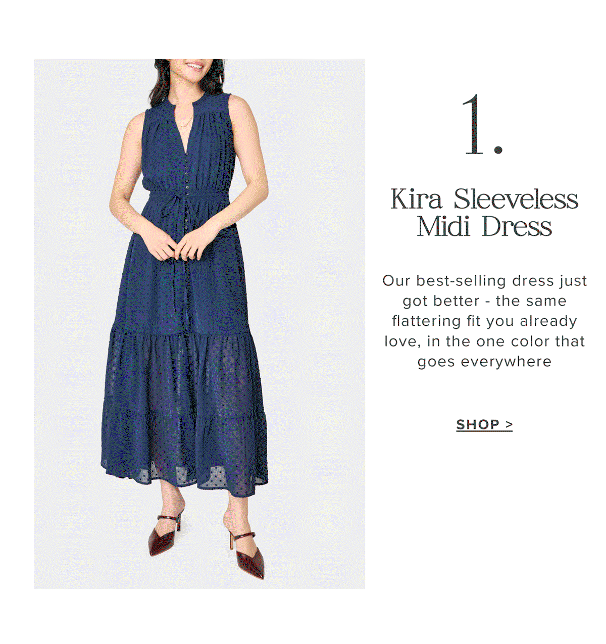 Kira Sleeveless Drawstring Midi Dress
