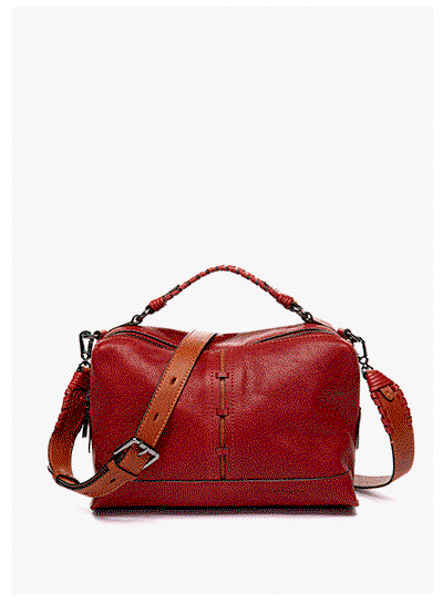 bandolera en piel roja