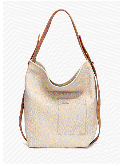 Bolso de hombro en piel beige