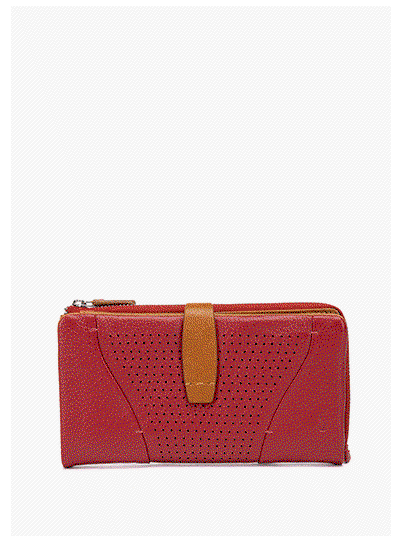cartera piel roja