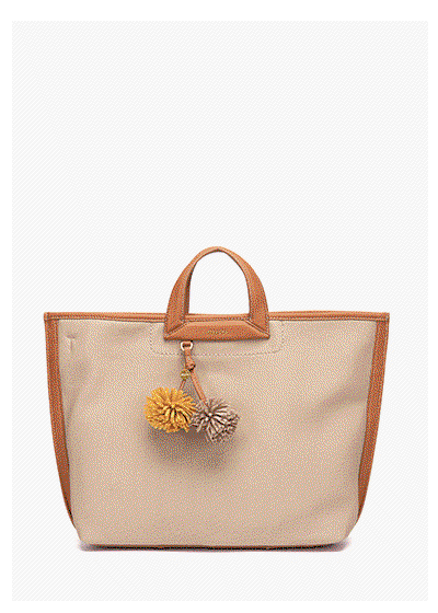 bolso de tejido con pompones