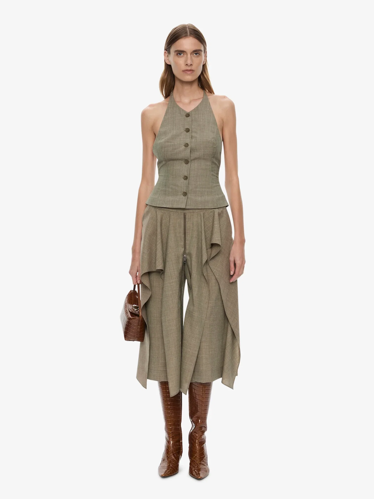 Image of Tropical Wool Split Trouser Skirt