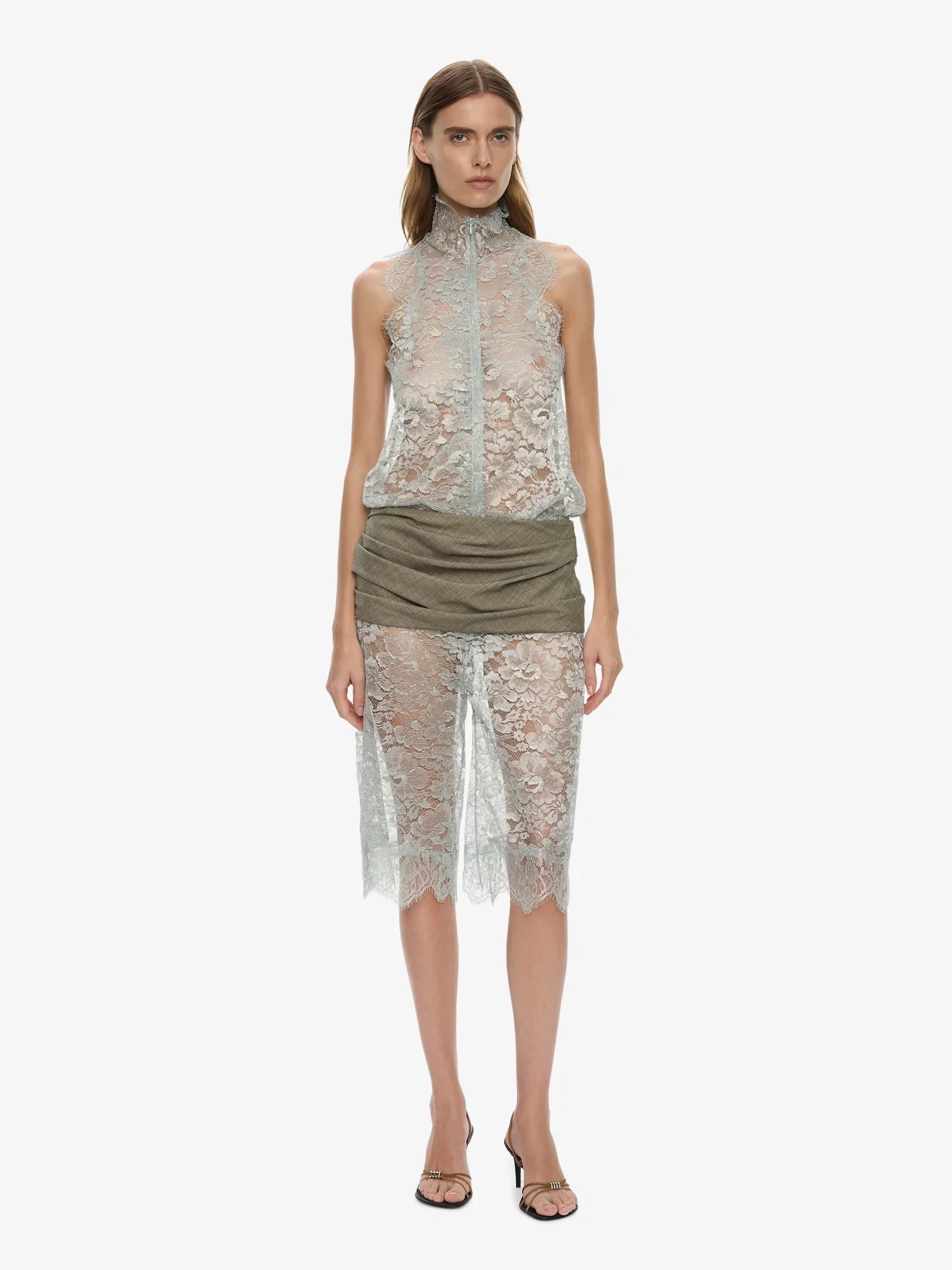 Image of Moonlit Patina Lace Cummerbund Shorts