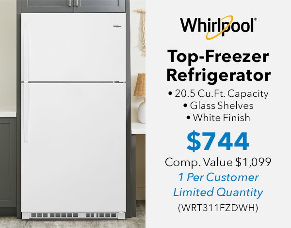 Whirlpool ADA 20.51 Cu. Ft. Top-Freezer Refrigerator 33-Inch Wide in White - WRT311FZDWH