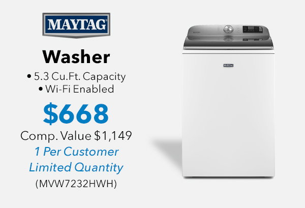 Maytag 5.3 Cu. Ft. White Smart Capable Top Load Washer With Extra Power Button