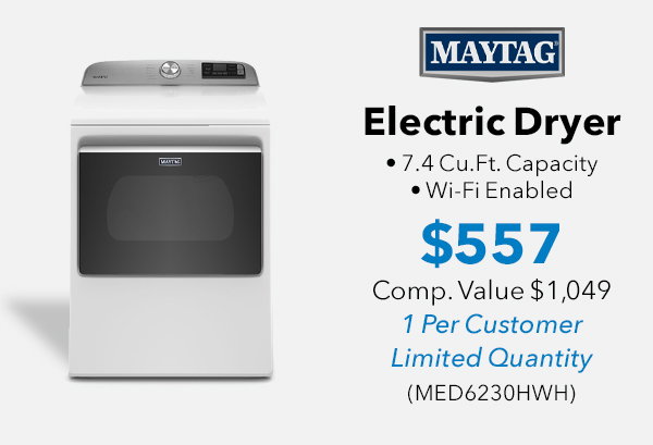 Maytag 7.4 Cu. Ft. White Smart Capable Electric Dryer With Extra Power Button - MED6230HWH