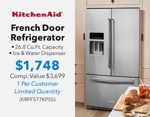 KitchenAid 26.8 Cu. Ft. Standard Depth French Door Refrigerator 36-Inch Wide in PrintShield Stainless Steel - KRFF577KPS