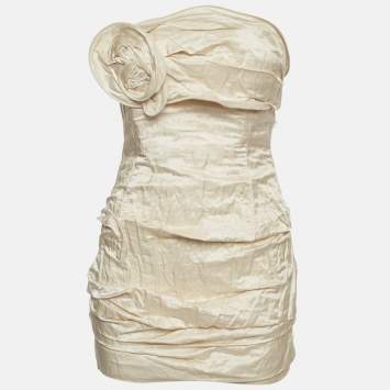 Cream Satin Floral Applique Mi