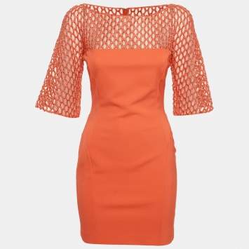 Orange Stretch Knit and Mesh S