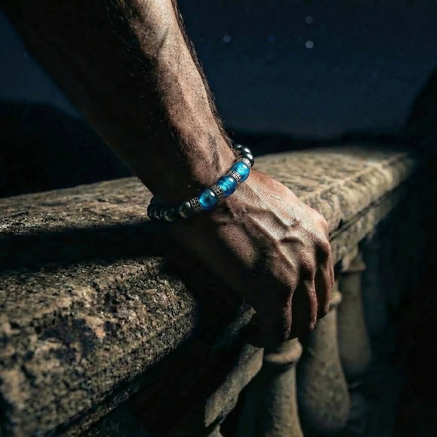 Blue Murano - Hematite Bracelet VI (12mm)