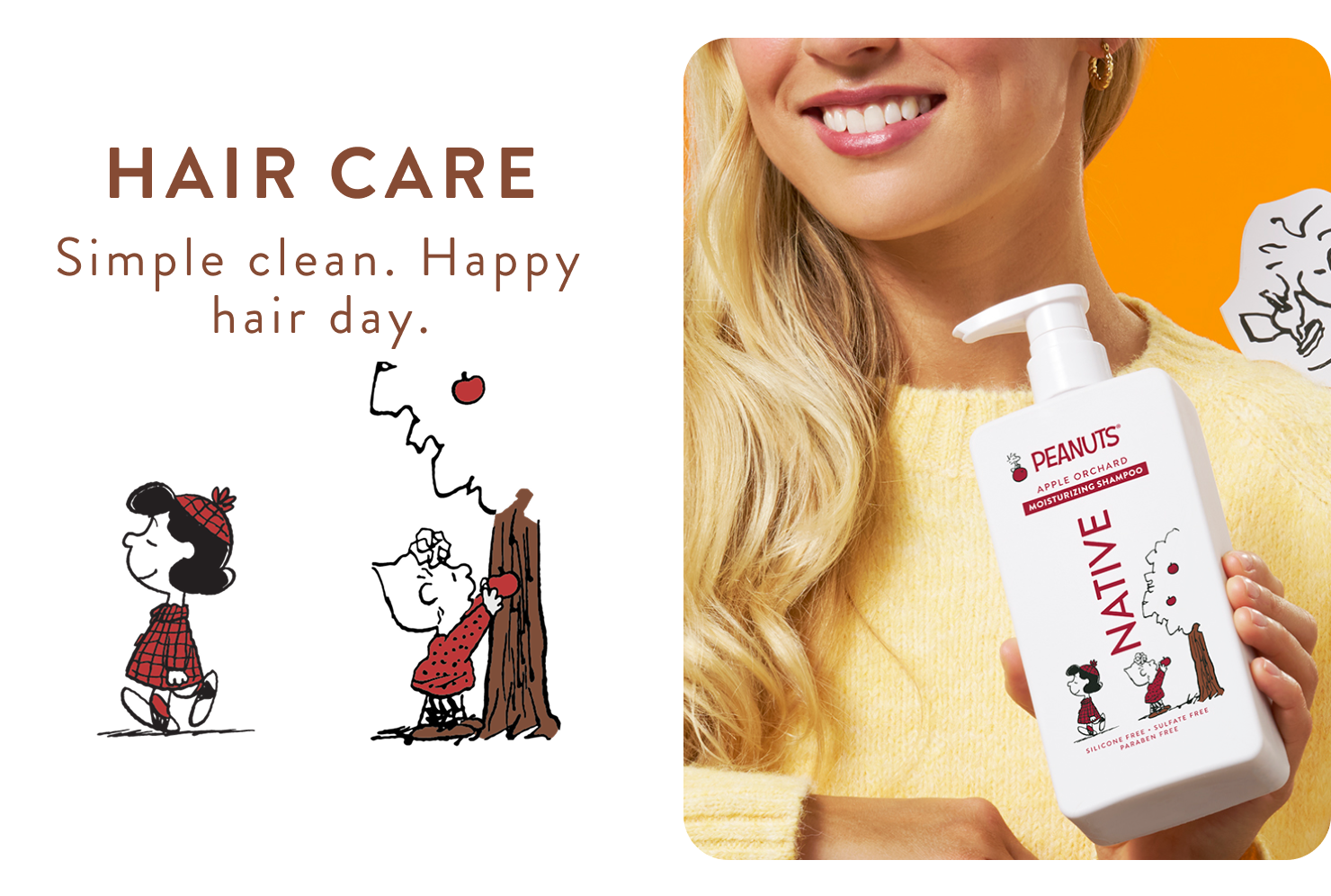 Hair care simple clean happy hair day.