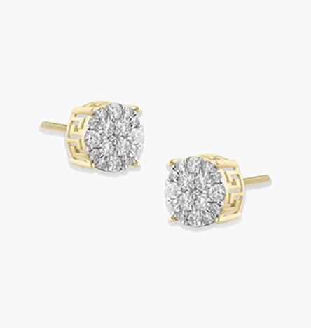 Men's Lab Grown Diamond Round Cluster Stud Earrings