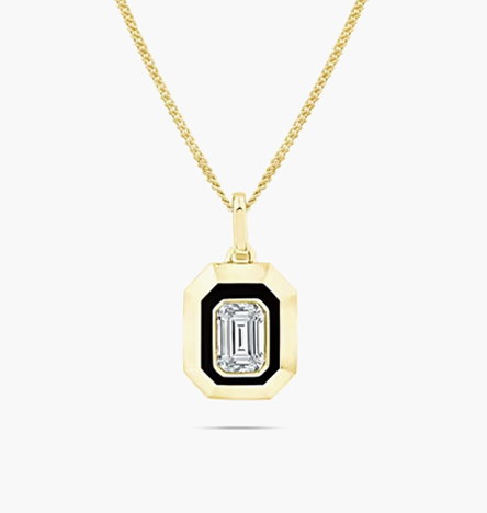 Lab Grown Diamond Emerald-Cut Pendant Necklace