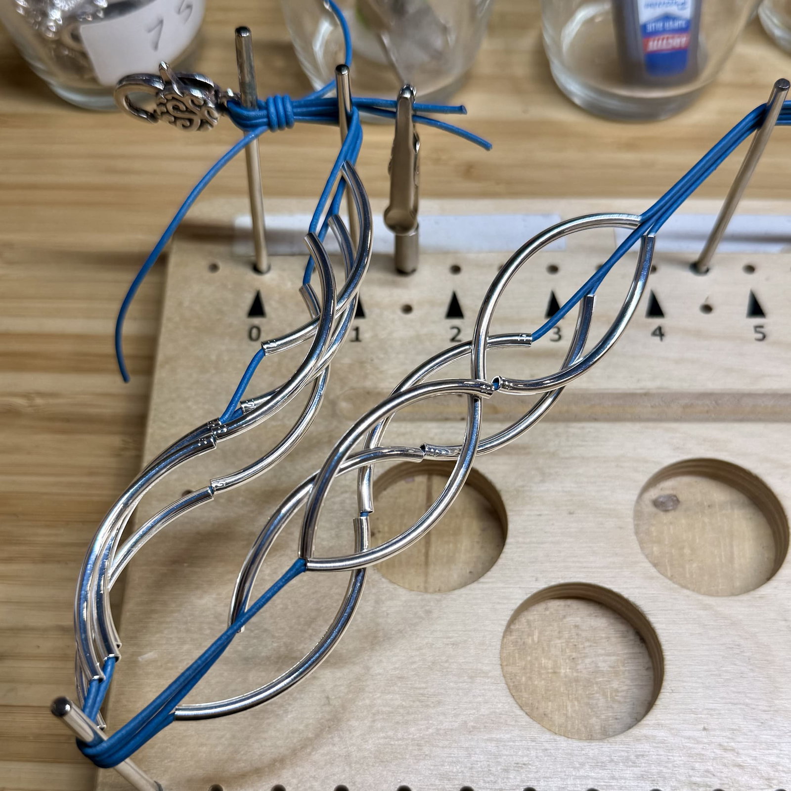 Lizzy James | Lizzy Classic 4 Strand Convertible Blue Leather Wrap Bracelet Necklace with Silver Plated Crescents