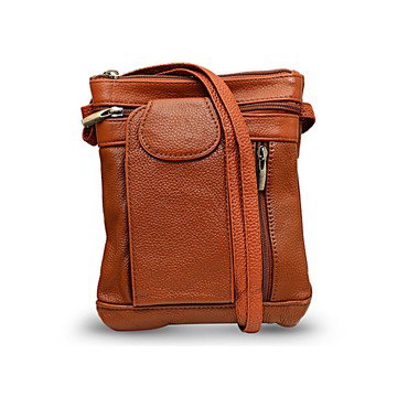 Brown Leather Crossbody Bag with Accessible Pocket