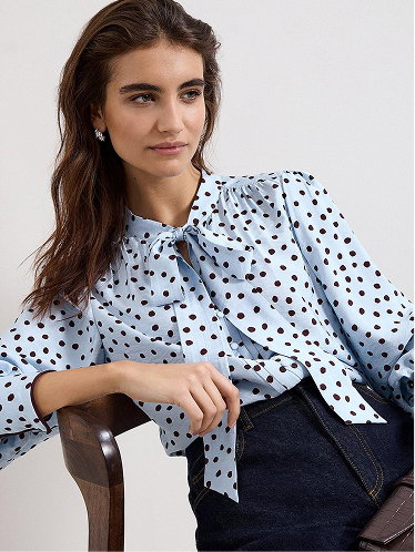 Coco Polka Dot Tie Neck Blouse