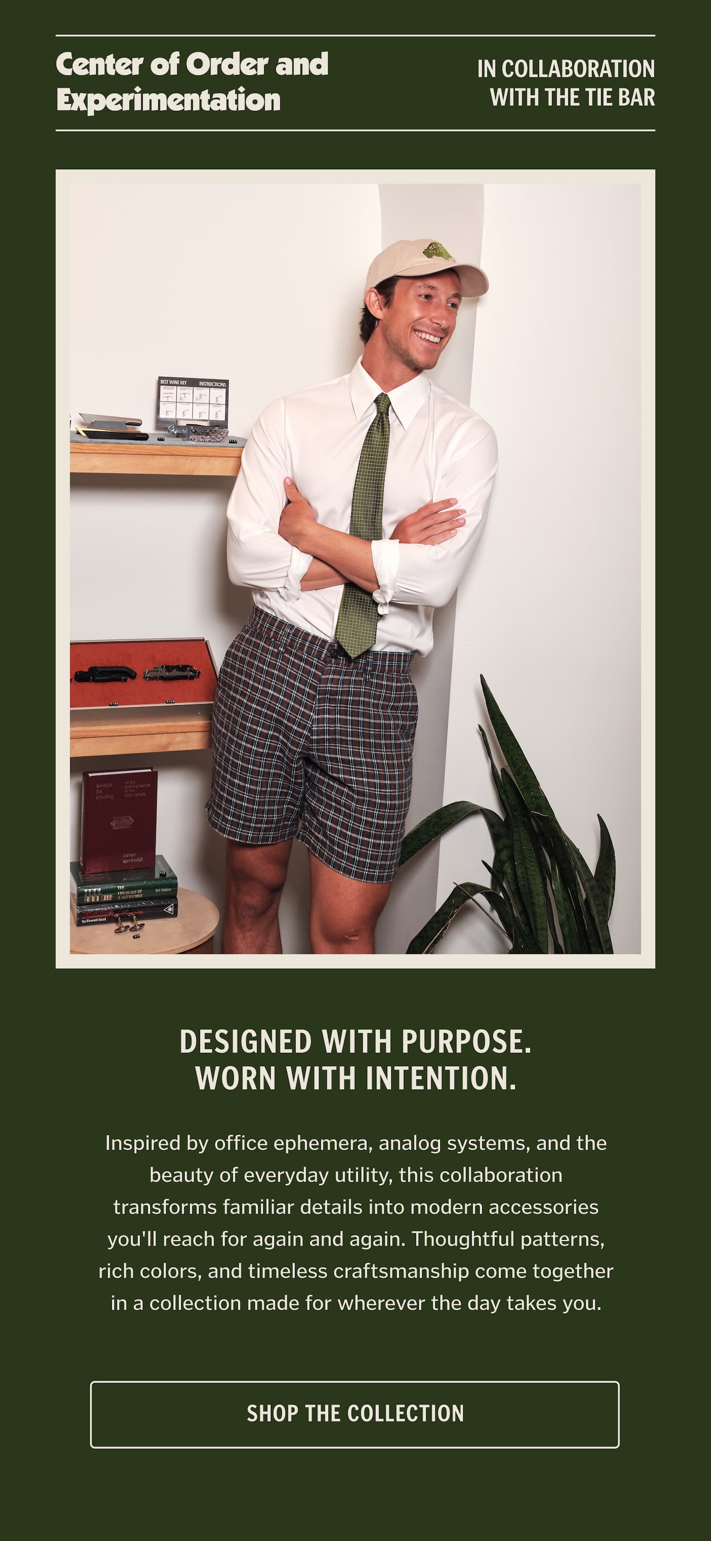 Center of Order and Experimentation x The Tie Bar Designed with Purpose. Worn with Intention. Inspired by office ephemera, analog systems, and the beauty of everyday utility, this collaboration transforms familiar details into modern accessories you'll reach for again and again. Thoughtful patterns, rich colors, and timeless craftsmanship come together in a collection made for wherever the day takes you.