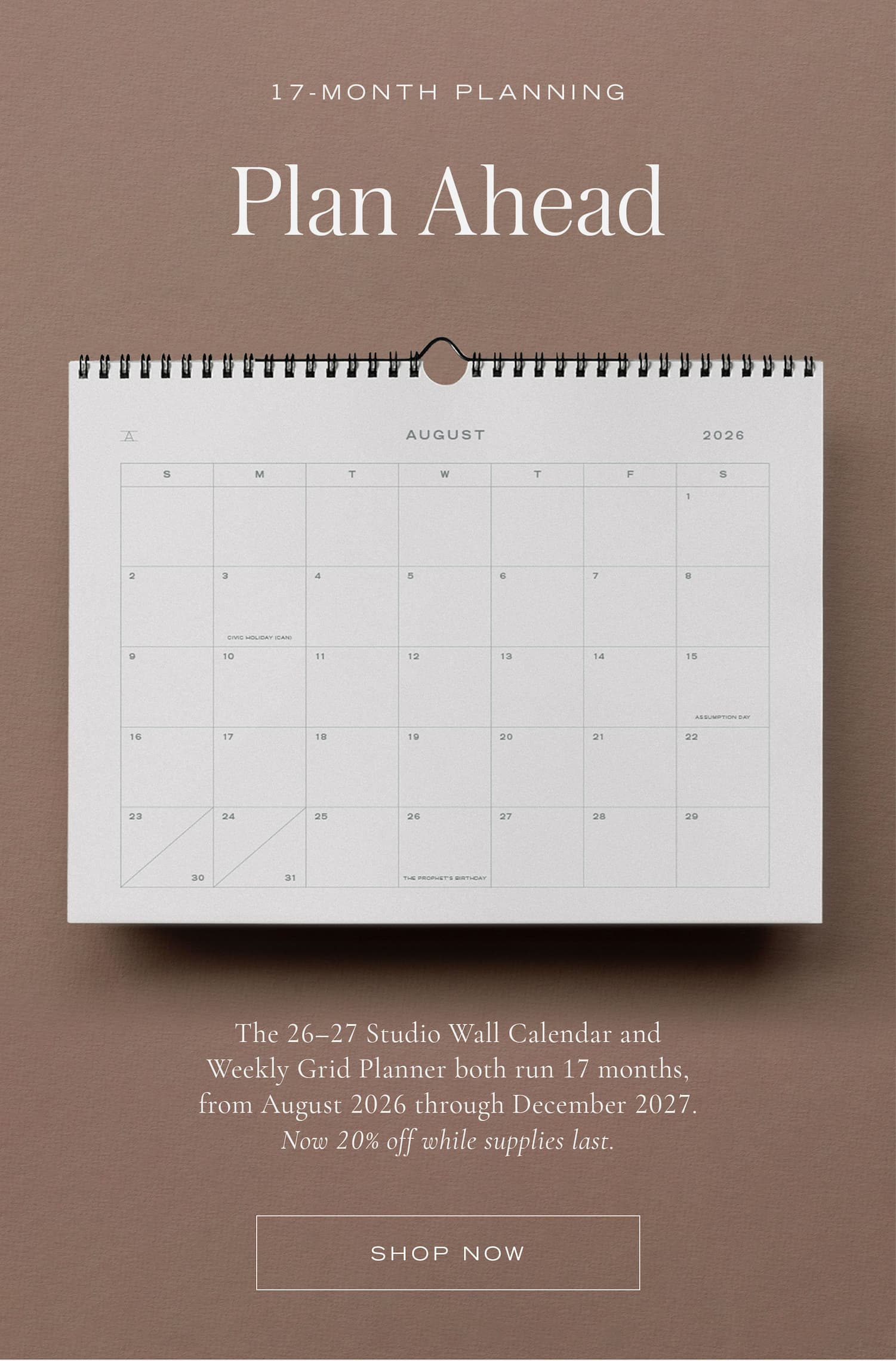 Plan ahead with 17-month planners & calendars