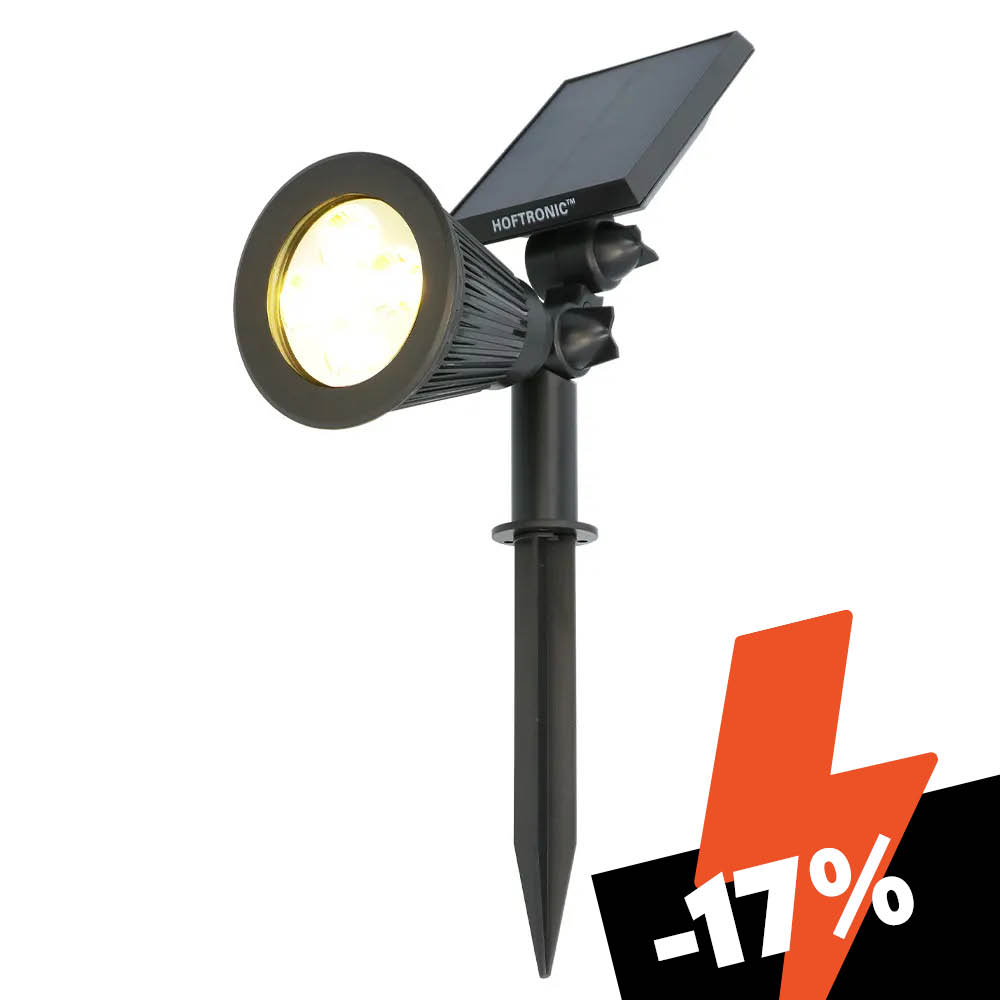 Bend PIR Solar Garden spike light - Motion sensor and twilight switch - 3000K warm white - 2 light modes - 300 lumens - 6-9 hour battery life - IP65 waterproof