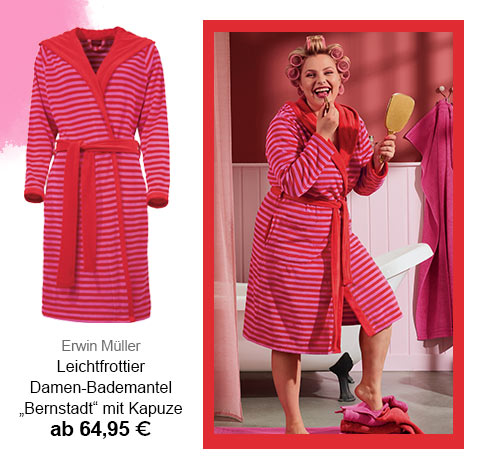 Erwin Müller Leichtfrottier Damen-Bademantel "Bernstadt" mit Kapuze ab 64,95€! 