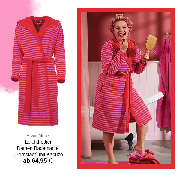Erwin Müller Leichtfrottier Damen-Bademantel "Bernstadt" mit Kapuze ab 64,95€! 