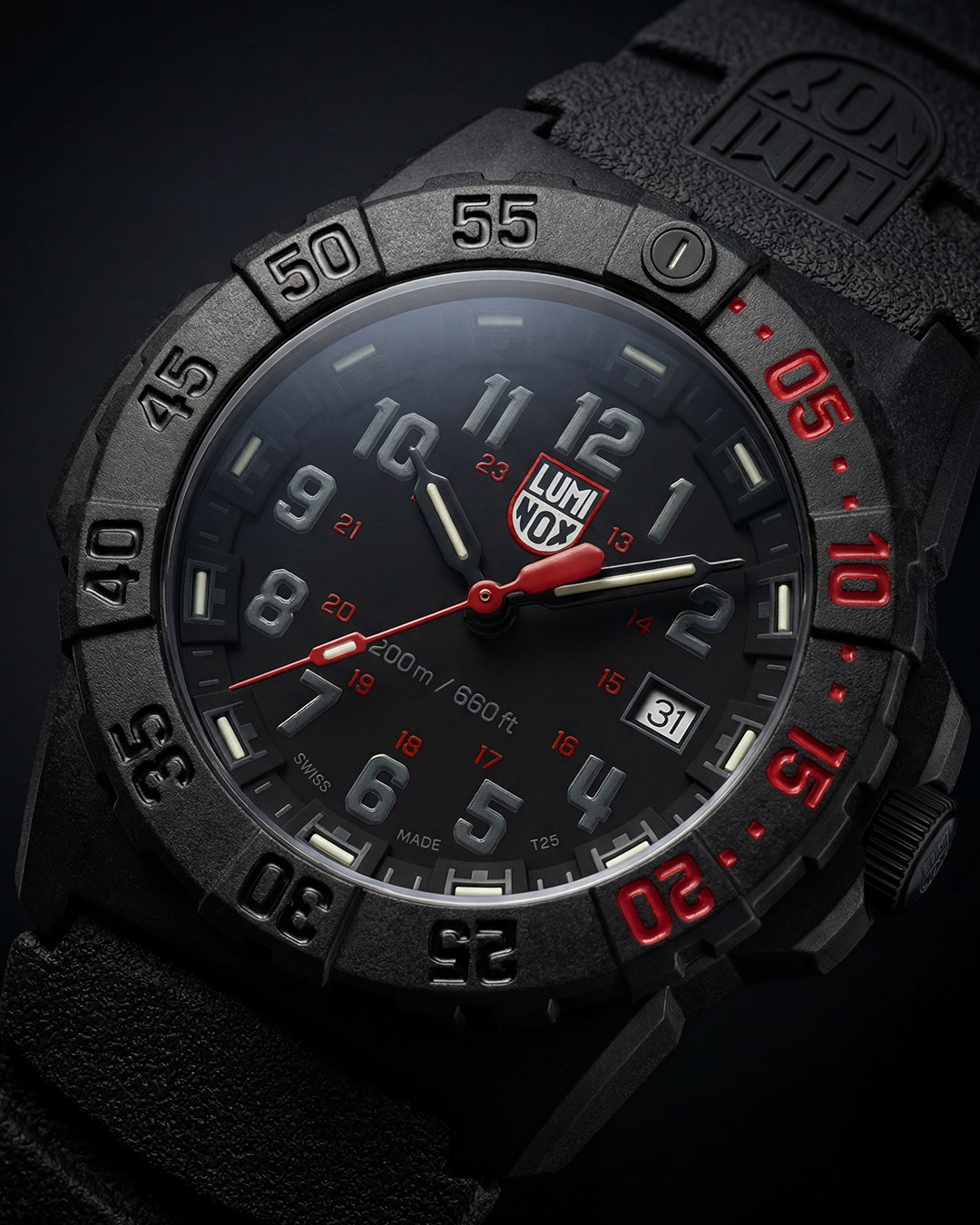 Watch detail shot on black background