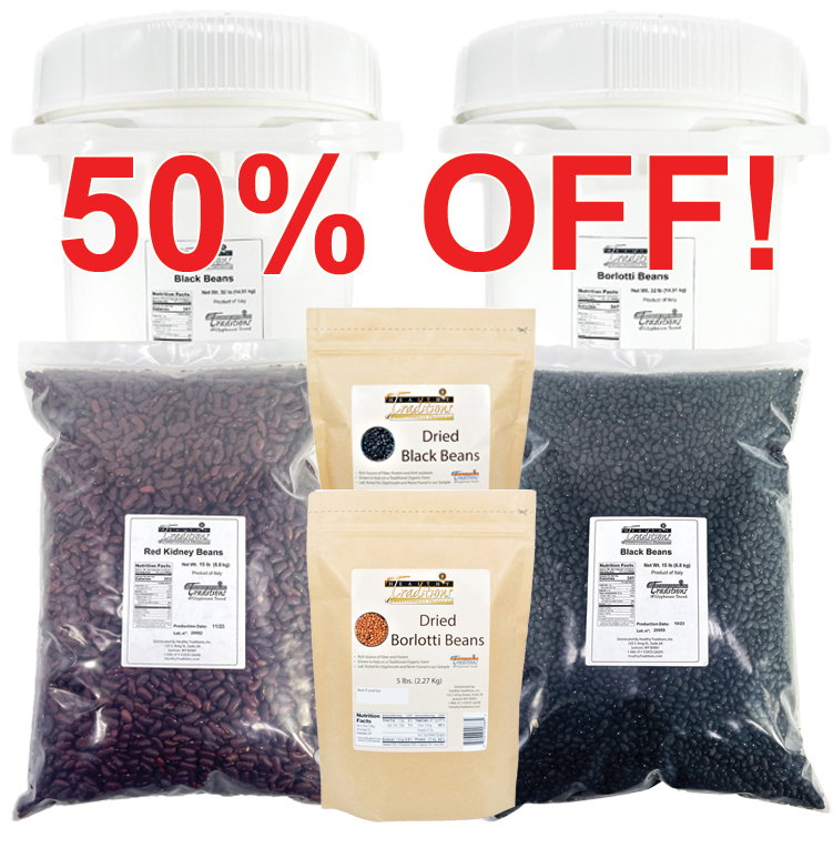 Dried Beans from Italy Black, Borlotti, Cannellini, Red Kidney