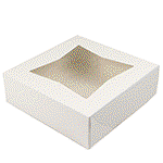 Image of O'Creme White Pie Box, with Window, 10 x 10 x 2.5 Inches Deep - Pack Of 5