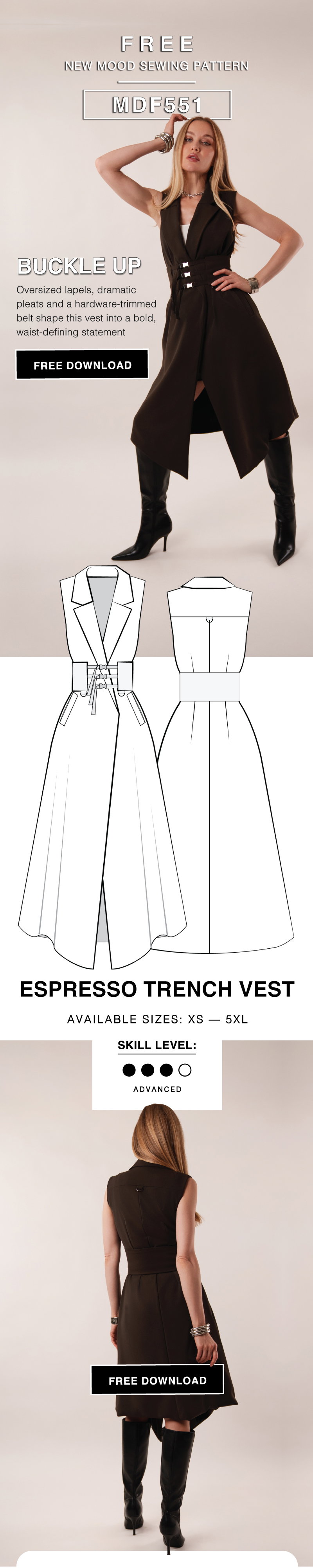 THE ESPRESSO TRENCH VEST FREE SEWING PATTERN