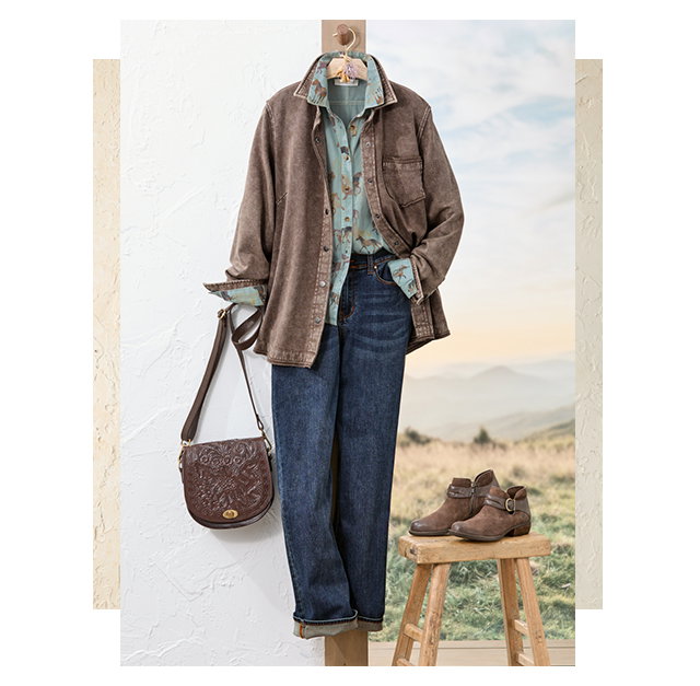 Colorwash Fleece Button-Front Shirt outfit