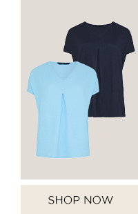EVANS ESSENTIAL Curve 2 Pack Navy & Blue Pleat Tops