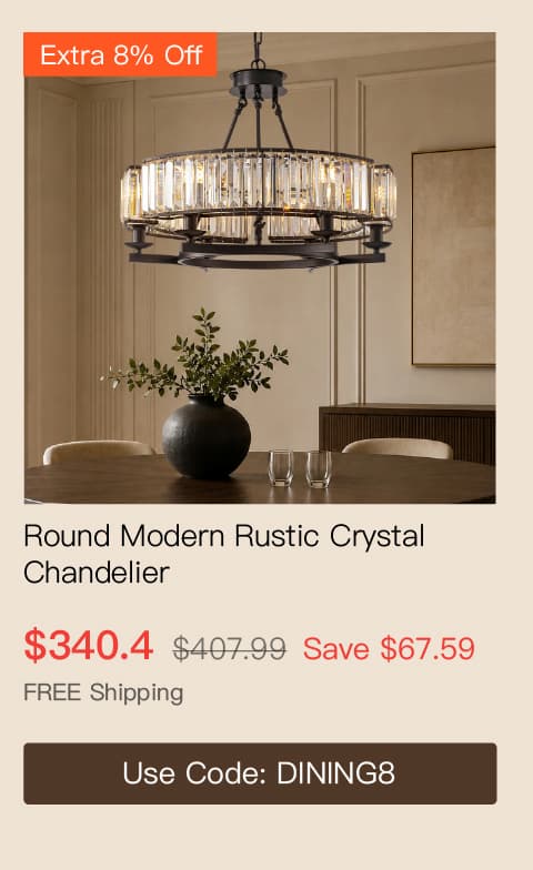 Round Modern Rustic Crystal Chandelier