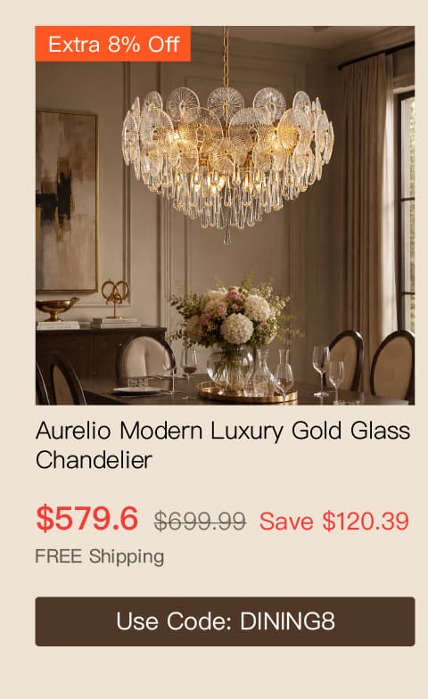 Aurelio Modern Luxury Gold Glass Chandelier for Living Room