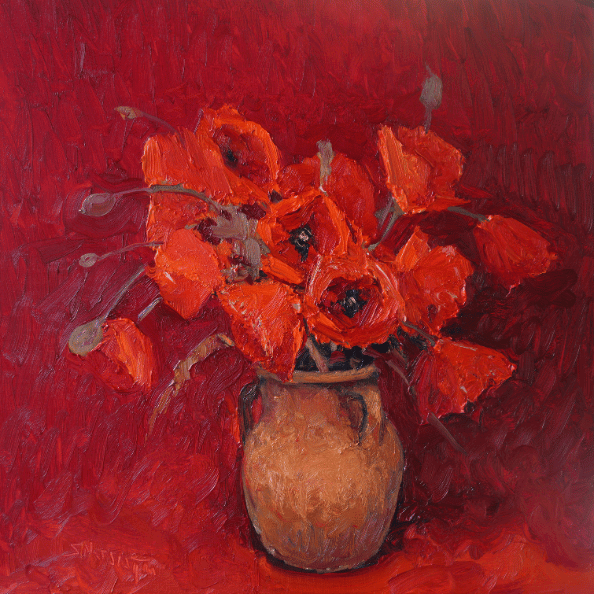 Painting of red poppies