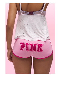 Cotton Pop Binding Dorm Shortie | Pink Lollipop with Pink Fire Binding and PINK Butt Graphic