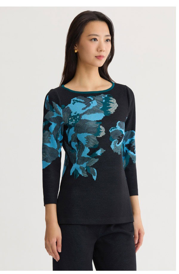 Floral Jacquard Soft Knit Tunic